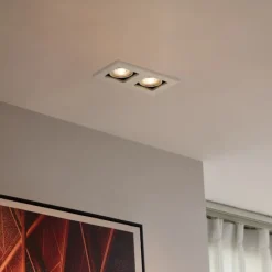 Moderne inbouwspot beige GU10 50mm draai- en kantelbaar 2-lichts - Qure