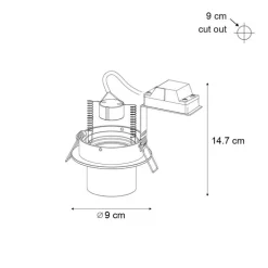 Moderne inbouwspot gunmetal GU10 50mm rond kantelbaar - Installa