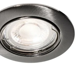 Moderne inbouwspot gunmetal GU10 50 mm rond kantelbaar - Edu