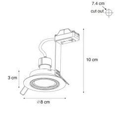 Moderne inbouwspot gunmetal GU10 50 mm rond kantelbaar - Edu