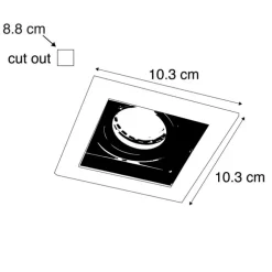 Moderne inbouwspot staal met zwart draai- en kantelbaar - Carree