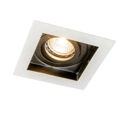 Moderne inbouwspot wit met zwart verstelbaar - Carree