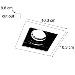 Moderne inbouwspot wit met zwart verstelbaar - Carree