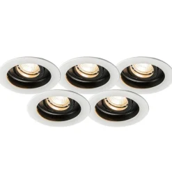 Moderne inbouwspot wit staal set van 5 - Rondoo