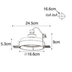 Moderne inbouwspot zwart GU10 AR111 rond trimless - Oneon