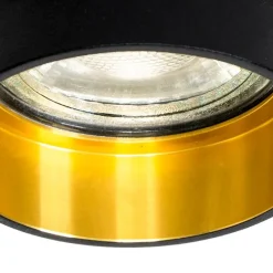 Moderne inbouwspot zwart met gouden binnenkant - Insta