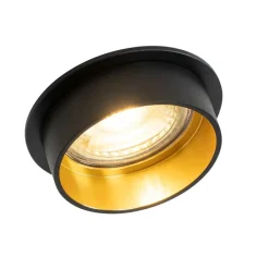 Moderne inbouwspot zwart met gouden binnenkant - Insta