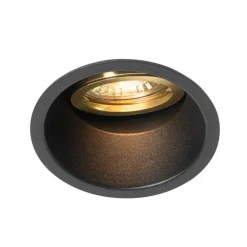 Moderne inbouwspot zwart met goud draai- en kantelbaar - Alloy