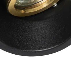 Moderne inbouwspot zwart met goud draai- en kantelbaar - Alloy