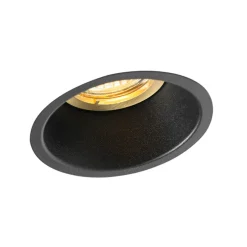 Moderne inbouwspot zwart met goud draai- en kantelbaar - Alloy