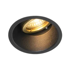 Moderne inbouwspot zwart met goud draai- en kantelbaar - Alloy