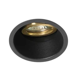 Moderne inbouwspot zwart met goud draai- en kantelbaar - Alloy