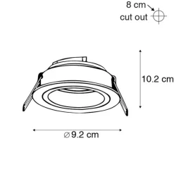Moderne inbouwspot zwart 9,2 cm draai- en kantelbaar - Chuck
