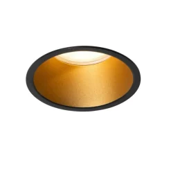 Moderne inbouwspot zwart met goud GU10 70mm IP44 - Dept