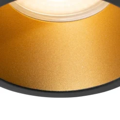 Moderne inbouwspot zwart met goud GU10 70mm IP44 - Dept