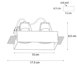Moderne inbouwspot zwart GU10 trimless 2-lichts - Oneon