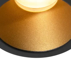 Moderne inbouwspot zwart met goud GU10 35mm IP44 - Dept