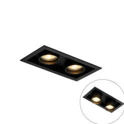 Moderne inbouwspot zwart verstelbaar 2-lichts - Roof