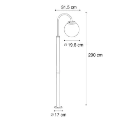 Moderne lantaarn zwart met helder glas 200 cm IP44 - Sfera