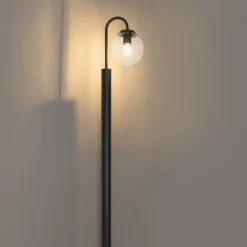 Moderne lantaarn zwart met helder glas 200 cm IP44 - Sfera