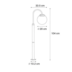 Moderne lantaarn zwart met helder glas 104 cm IP44 - Sfera