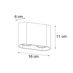 Moderne opbouwspot zwart 2-lichts GU10 50mm - Ronda