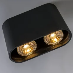 Moderne opbouwspot zwart 2-lichts GU10 50mm - Ronda