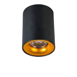 Moderne opbouwspot zwart met goud - Ronda