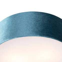 Moderne plafondlamp blauw 30 cm met gouden binnenkant - Drum