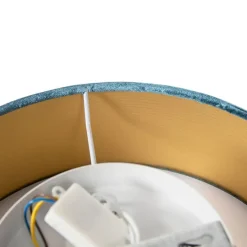 Moderne plafondlamp blauw 30 cm met gouden binnenkant - Drum