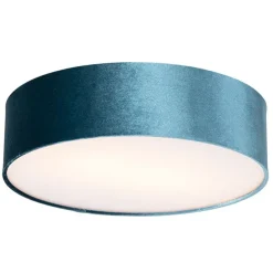 Moderne plafondlamp blauw 40 cm met gouden binnenkant - Drum