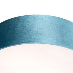 Moderne plafondlamp blauw 40 cm met gouden binnenkant - Drum