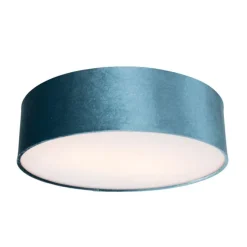 Moderne plafondlamp blauw 40 cm met gouden binnenkant - Drum