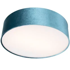 Moderne plafondlamp blauw 40 cm met gouden binnenkant - Drum