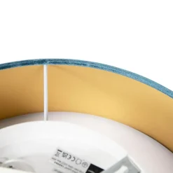 Moderne plafondlamp blauw 40 cm met gouden binnenkant - Drum