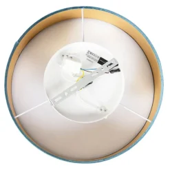 Moderne plafondlamp blauw 40 cm met gouden binnenkant - Drum