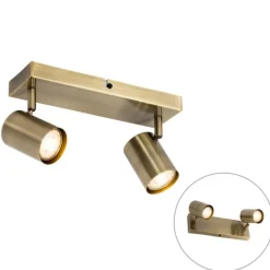 Moderne plafondlamp brons 2-lichts verstelbaar rechthoekig - Jeana