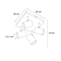 Moderne plafondlamp brons 4-lichts verstelbaar rechthoekig - Jeana