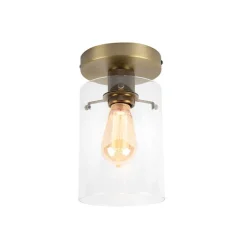 Moderne plafondlamp brons met glas - Dome