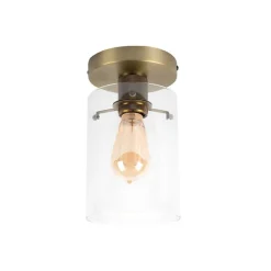 Moderne plafondlamp brons met glas - Dome