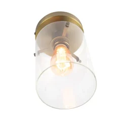 Moderne plafondlamp brons met glas - Dome