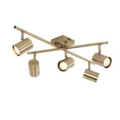 Moderne plafondlamp brons 5-lichts verstelbaar rechthoekig - Jeana