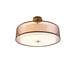 Moderne plafondlamp bruin met wit 50 cm 3-lichts - Drum Duo