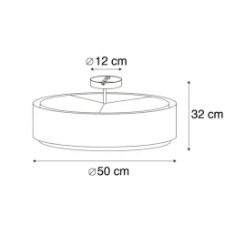 Moderne plafondlamp bruin met wit 50 cm 3-lichts - Drum Duo