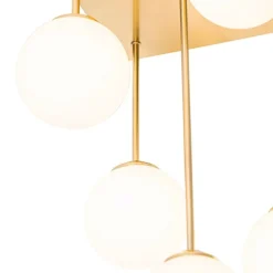 Moderne plafondlamp goud met opaal glas 5-lichts- Athens