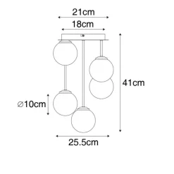 Moderne plafondlamp goud met opaal glas 5-lichts- Athens