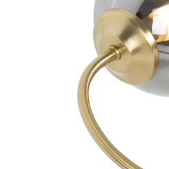 Moderne plafondlamp goud 6-lichts met smoke glas - Athens