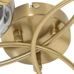 Moderne plafondlamp goud 6-lichts met smoke glas - Athens