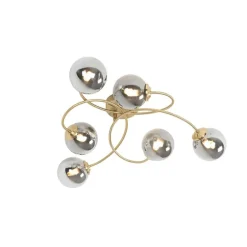 Moderne plafondlamp goud 6-lichts met smoke glas - Athens