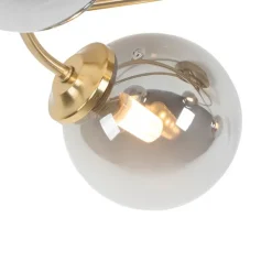 Moderne plafondlamp goud 4-lichts met smoke glas - Athens